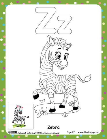 Z Is For Zebra Coloring Page